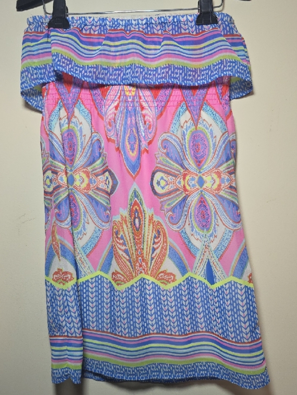 Red Camel Strapless Dress Size M | Boho Paisley Print - Picture 7 of 7